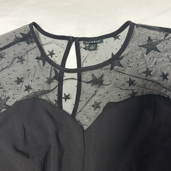 Torrid long sleeve mesh glitter black star peplum top - size 1 - Picture 2 of 5